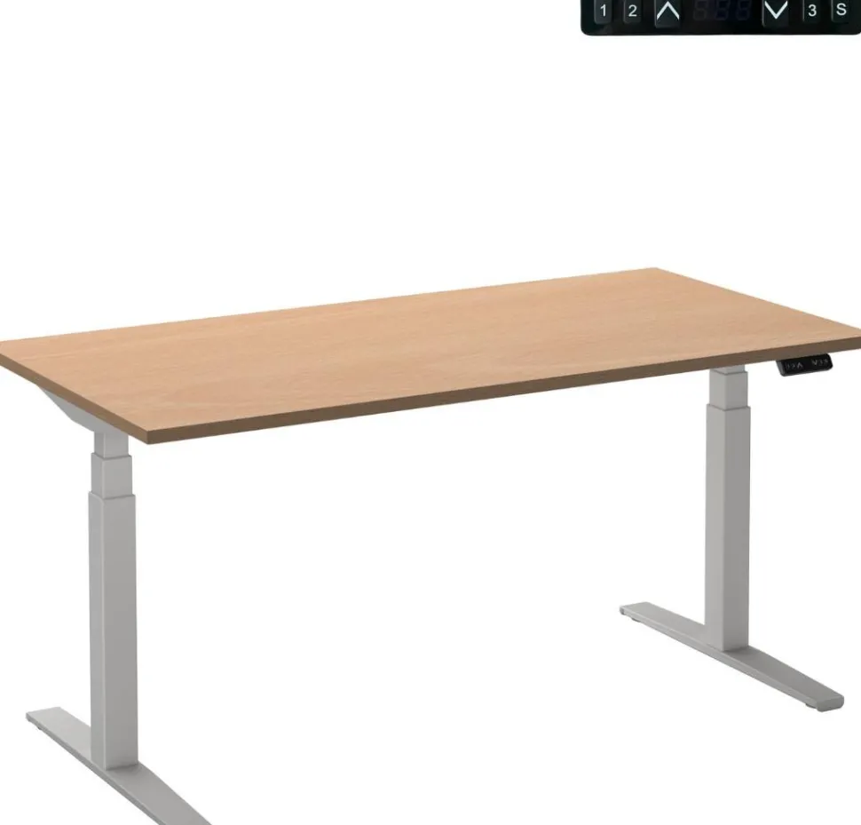Ceha Adjust 2 Plus Elektrisch hoogteverstelbaar Zit-sta-bureau Rechthoekig Beuken T-Voet 1,800 (B) x 900 (D) x 1,300 (H) mm Melamine, metaal