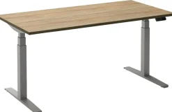 Ceha Adjust 2 Plus Elektrisch hoogteverstelbaar Zit-sta-bureau Rechthoekig Eiken T-Voet 1,600 (B) x 800 (D) x 1,300 (H) mm Melamine, metaal