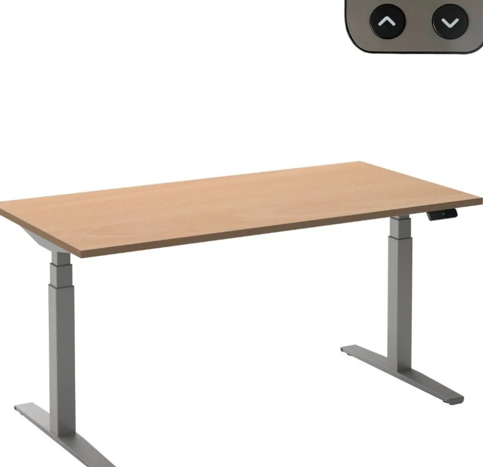 Ceha Adjust 2 Plus Elektrisch hoogteverstelbaar Zit-sta-bureau Rechthoekig Beuken T-Voet 1,800 (B) x 900 (D) x 1,300 (H) mm Melamine, metaal