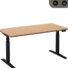 Ceha Adjust 2 Plus Elektrisch hoogteverstelbaar Zit-sta-bureau Rechthoekig Beuken T-Voet 1,600 (B) x 800 (D) x 1,300 (H) mm Melamine, metaal