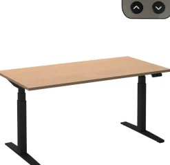 Ceha Adjust 2 Plus Elektrisch hoogteverstelbaar Zit-sta-bureau Rechthoekig Beuken T-Voet 1,600 (B) x 800 (D) x 1,300 (H) mm Melamine, metaal