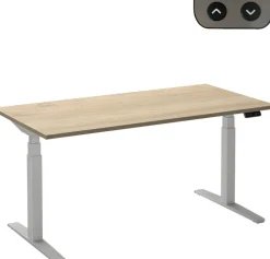 Ceha Adjust 2 Plus Elektrisch hoogteverstelbaar Zit-sta-bureau Rechthoekig Wit Eiken T-Voet 1,200 (B) x 800 (D) x 1,300 (H) mm Melamine, metaal