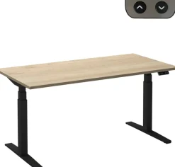 Ceha Adjust 2 Plus Elektrisch hoogteverstelbaar Zit-sta-bureau Rechthoekig Wit Eiken T-Voet 1,800 (B) x 800 (D) x 1,300 (H) mm Melamine, metaal