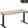 Ceha Adjust 2 Plus Elektrisch hoogteverstelbaar Zit-sta-bureau Rechthoekig Wit Eiken T-Voet 1,600 (B) x 800 (D) x 1,300 (H) mm Melamine, metaal