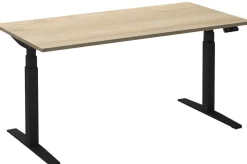 Ceha Adjust 2 Plus Elektrisch hoogteverstelbaar Zit-sta-bureau Rechthoekig Wit Eiken T-Voet 1,600 (B) x 800 (D) x 1,300 (H) mm Melamine, metaal