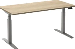 Ceha Adjust 2 Plus Elektrisch hoogteverstelbaar Zit-sta-bureau Rechthoekig Wit Eiken T-Voet 1,800 (B) x 900 (D) x 1,300 (H) mm Melamine, metaal