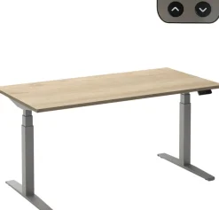 Ceha Adjust 2 Plus Elektrisch hoogteverstelbaar Zit-sta-bureau Rechthoekig Wit Eiken T-Voet 1,800 (B) x 900 (D) x 1,300 (H) mm Melamine, metaal