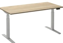 Ceha Adjust 2 Plus Elektrisch hoogteverstelbaar Zit-sta-bureau Rechthoekig Wit Eiken T-Voet 1,800 (B) x 800 (D) x 1,300 (H) mm Melamine, metaal
