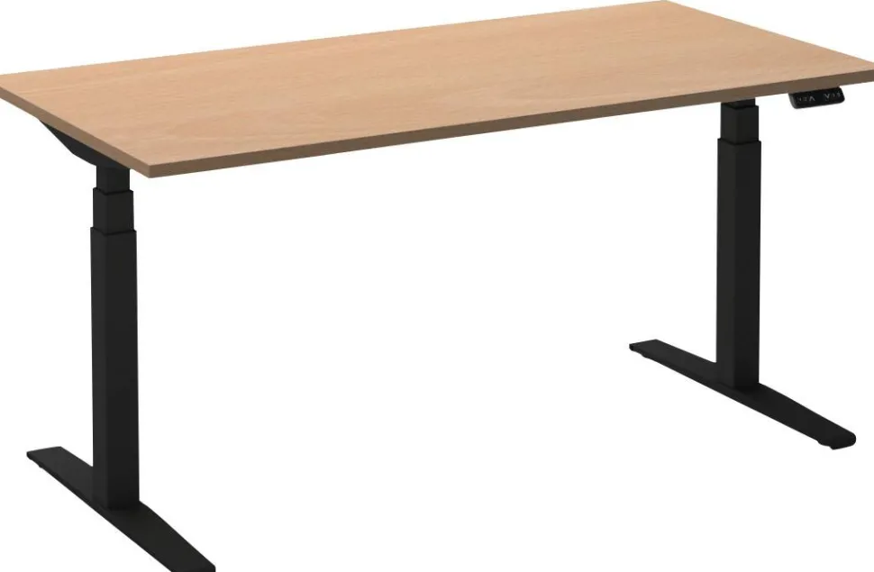 Ceha Adjust 2 Plus Elektrisch hoogteverstelbaar Zit-sta-bureau Rechthoekig Beuken T-Voet 1,800 (B) x 900 (D) x 1,300 (H) mm Melamine, metaal