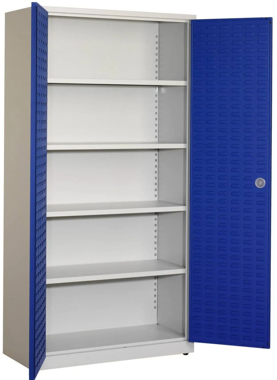 Ceha Draaideurkast Metaal 4 Planken Afsluitbaar 1.000 x 450 x 1.950 mm Blauw, wit