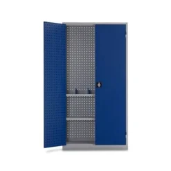 Ceha Draaideurkast Metaal 2 Planken Afsluitbaar 1.000 x 450 x 1.950 mm Blauw, wit