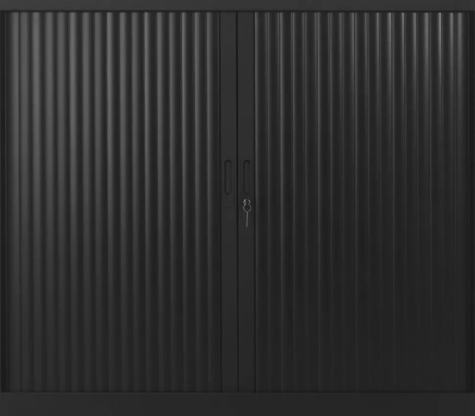 Ceha Square Roldeurkast Metaal 2 Planken Afsluitbaar 1.200 x 450 x 1.050 mm Zwart