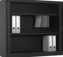 Ceha Square Roldeurkast Metaal 2 Planken Afsluitbaar 1.200 x 450 x 1.050 mm Zwart