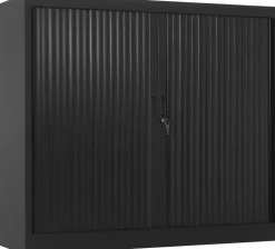 Ceha Square Roldeurkast Metaal 2 Planken Afsluitbaar 1.200 x 450 x 1.050 mm Zwart