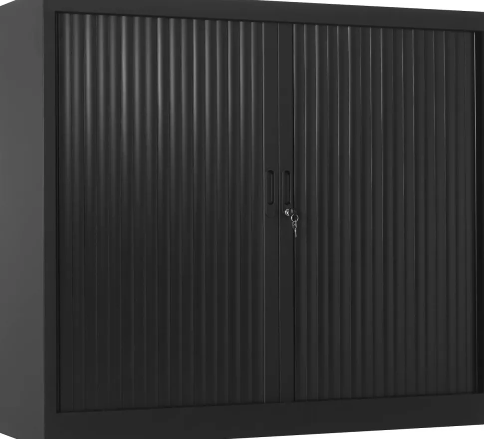 Ceha Square Roldeurkast Metaal 2 Planken Afsluitbaar 1.200 x 450 x 1.050 mm Zwart