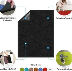 Color Your Life Schoonloop Mat Rhine Zwart 900 x 1200 mm