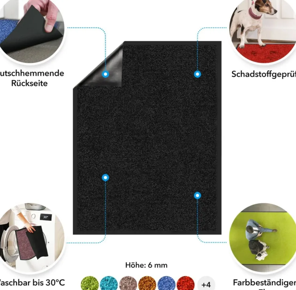 Color Your Life Schoonloop Mat Rhine Zwart 1350 x 2000 mm