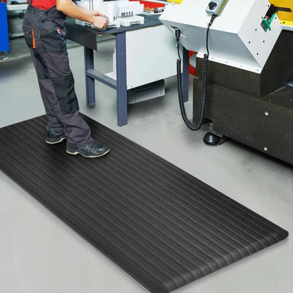 etm Heavy Duty Ripp Mat PVC (Polyvinylchloride), Vinyl Zwart 90 x 305 cm