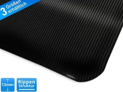 etm Heavy Duty Ripp Mat PVC (Polyvinylchloride), Vinyl Geel, zwart 90 x 305 cm