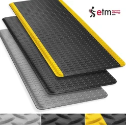etm Heavy-Duty Diamond Antivermoeidheidsmat PVC (Polyvinylchloride), Vinyl Geel, zwart 305 x 90 cm