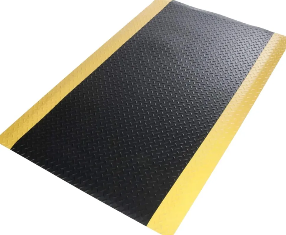 etm Heavy-Duty Diamond Antivermoeidheidsmat PVC (Polyvinylchloride), Vinyl Geel, zwart 90 x 60 cm