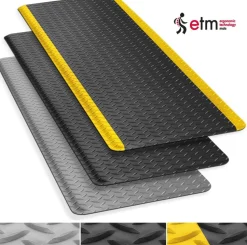 etm Heavy-Duty Diamond Antivermoeidheidsmat PVC (Polyvinylchloride), Vinyl Geel, zwart 90 x 60 cm