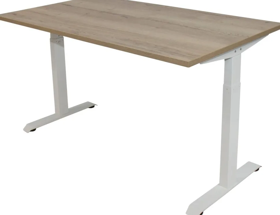 euroseats Bureau Rechthoekig Naturel Eiken T-Voet 1.200 (B) x 800 (D) x 865 (H) mm Metaal