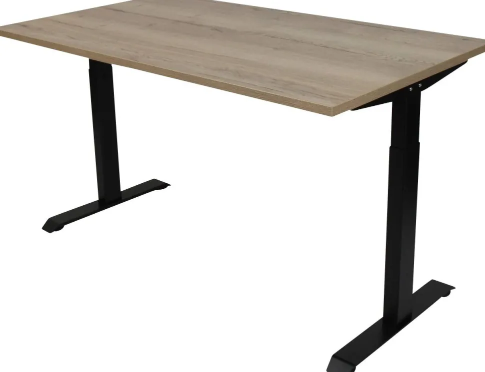 euroseats Bureau Rechthoekig Naturel Eiken T-Voet 1.200 (B) x 800 (D) x 865 (H) mm Metaal