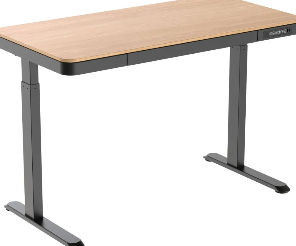euroseats Bureau Zit-sta-bureau Rechthoekig Eiken C-Voet 1 Lade 1.202 (B) x 602 (D) x 1.210 (H) mm Metaal