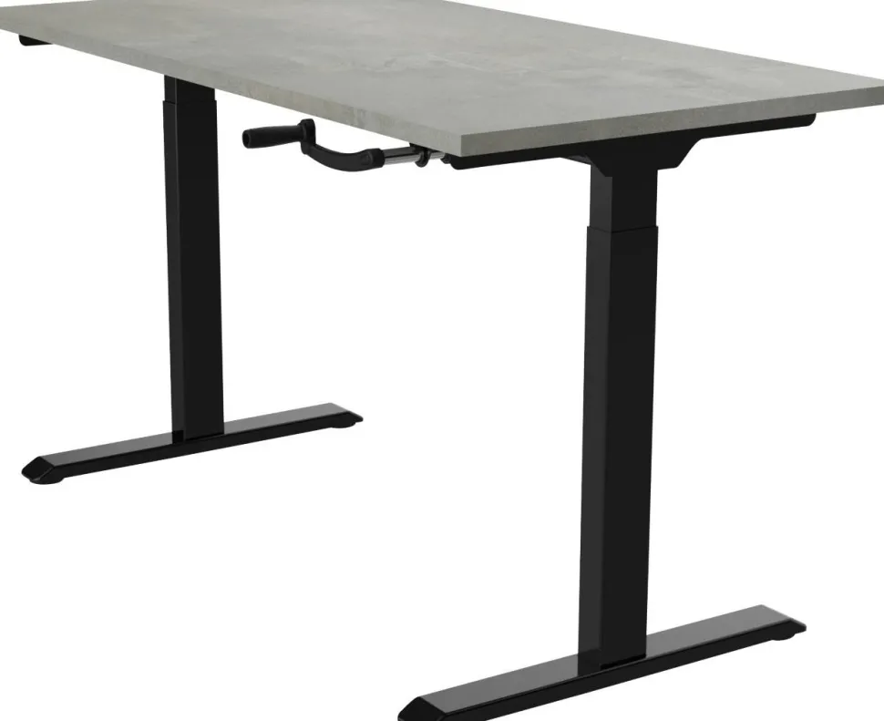 euroseats Crank Zit-sta-bureau Rechthoekig Oxyd Beton T-Voet 1.400 (B) x 800 (D) x 1.190 (H) mm Metaal