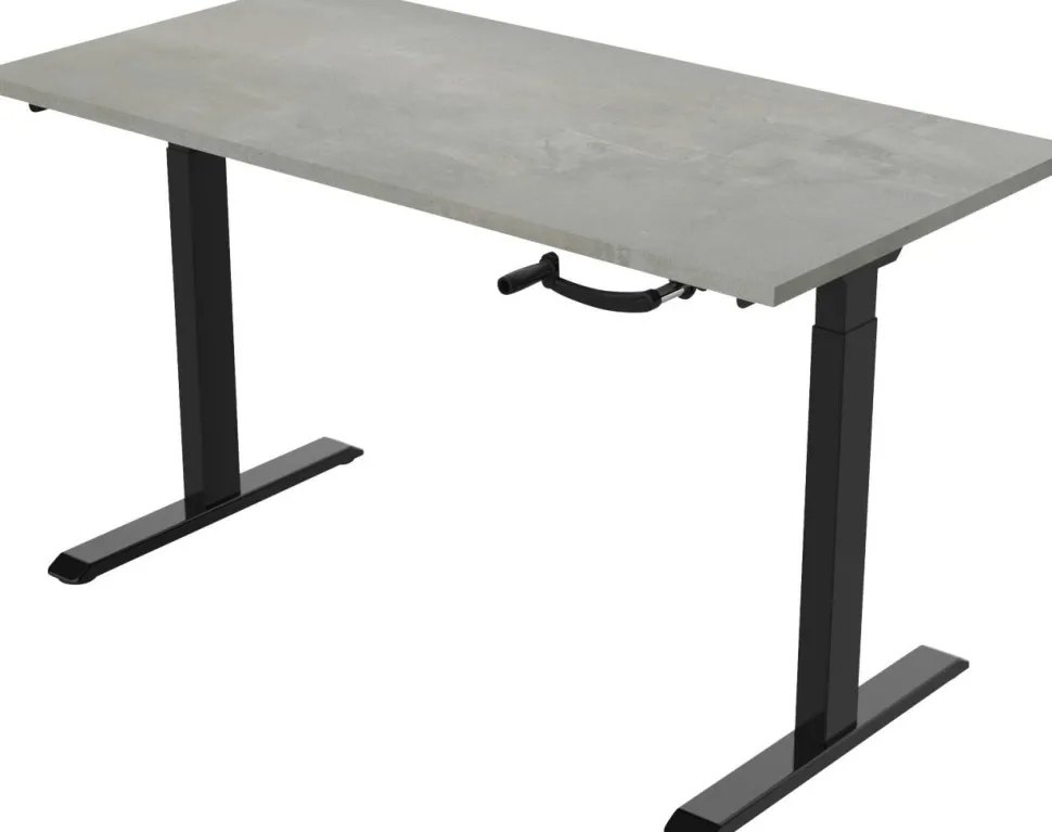 euroseats Crank Zit-sta-bureau Rechthoekig Oxyd Beton T-Voet 1.400 (B) x 800 (D) x 1.190 (H) mm Metaal