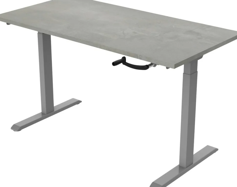 euroseats Crank Zit-sta-bureau Rechthoekig Oxyd Beton T-Voet 1.800 (B) x 800 (D) x 1.190 (H) mm Metaal