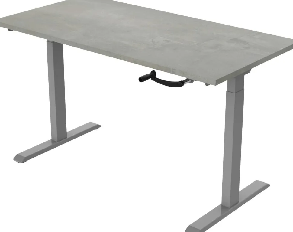 euroseats Crank Zit-sta-bureau Rechthoekig Oxyd Beton T-Voet 1.200 (B) x 800 (D) x 1.190 (H) mm Metaal