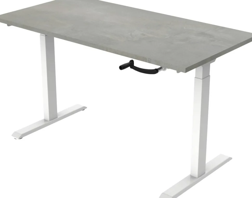 euroseats Crank Zit-sta-bureau Rechthoekig Oxyd Beton T-Voet 1.600 (B) x 800 (D) x 1.190 (H) mm Metaal