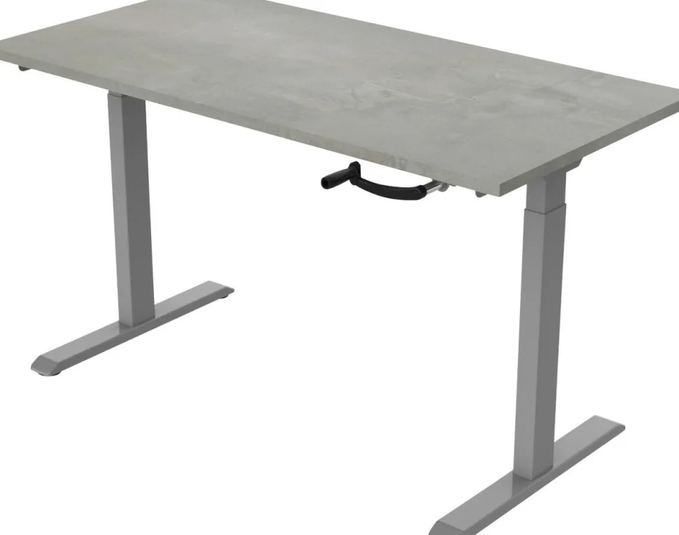 euroseats Crank Zit-sta-bureau Rechthoekig Oxyd Beton T-Voet 1.600 (B) x 800 (D) x 1.190 (H) mm Metaal
