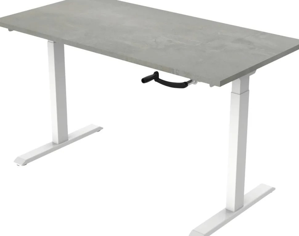 euroseats Crank Zit-sta-bureau Rechthoekig Oxyd Beton T-Voet 1.800 (B) x 800 (D) x 1.190 (H) mm Metaal