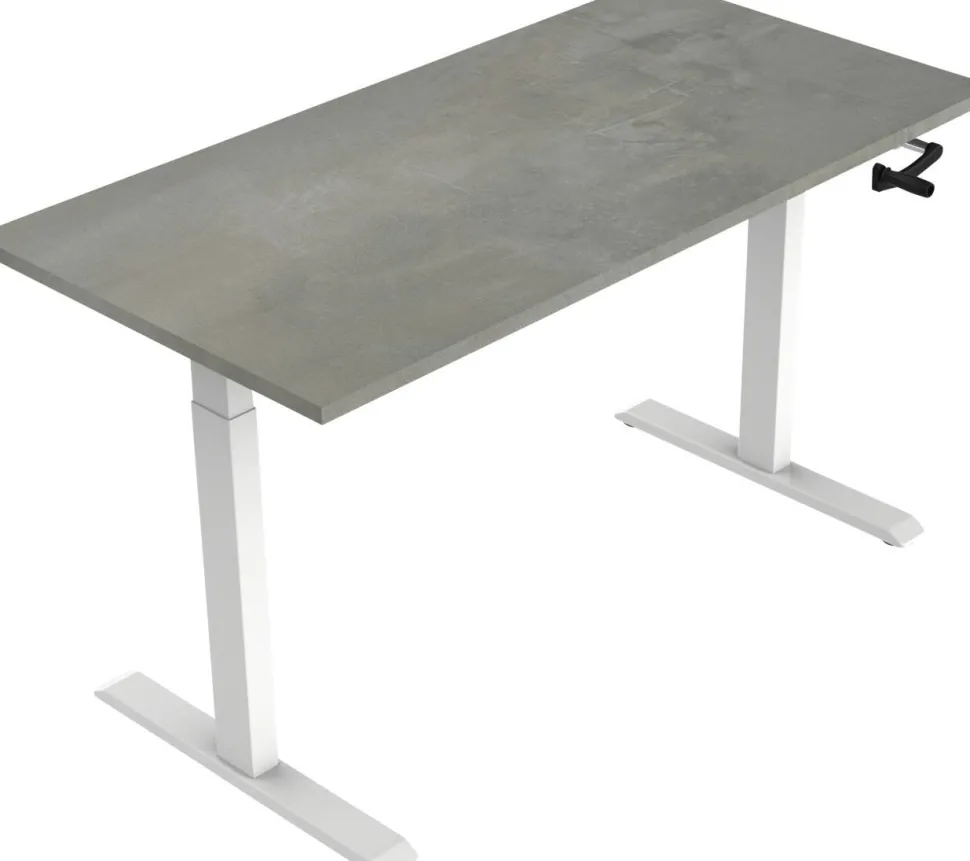 euroseats Crank Zit-sta-bureau Rechthoekig Oxyd Beton T-Voet 1.800 (B) x 800 (D) x 1.190 (H) mm Metaal