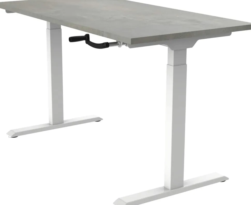 euroseats Crank Zit-sta-bureau Rechthoekig Oxyd Beton T-Voet 1.400 (B) x 800 (D) x 1.190 (H) mm Metaal