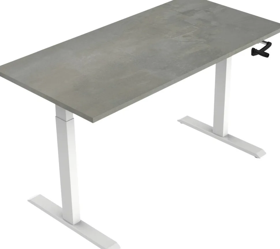 euroseats Crank Zit-sta-bureau Rechthoekig Oxyd Beton T-Voet 1.400 (B) x 800 (D) x 1.190 (H) mm Metaal
