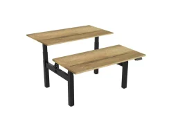 euroseats Dual Bench Zit-sta-bureau Rechthoekig Naturel Eiken H-Frame 1.800 (B) x 800 (D) x 1.305 (H) mm Metaal
