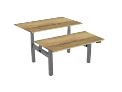 euroseats Dual Bench Zit-sta-bureau Rechthoekig Naturel Eiken H-Frame 1.600 (B) x 800 (D) x 1.305 (H) mm Metaal