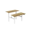 euroseats Dual Bench Zit-sta-bureau Rechthoekig Naturel Eiken H-Frame 1.600 (B) x 800 (D) x 1.305 (H) mm Metaal