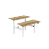 euroseats Dual Bench Zit-sta-bureau Rechthoekig Naturel Eiken H-Frame 1.800 (B) x 800 (D) x 1.305 (H) mm Metaal