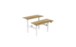 euroseats Dual Bench Zit-sta-bureau Rechthoekig Naturel Eiken H-Frame 1.800 (B) x 800 (D) x 1.305 (H) mm Metaal