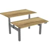 euroseats Dual Bench Zit-sta-bureau Rechthoekig Naturel Eiken H-Frame 1.800 (B) x 800 (D) x 1.305 (H) mm Metaal
