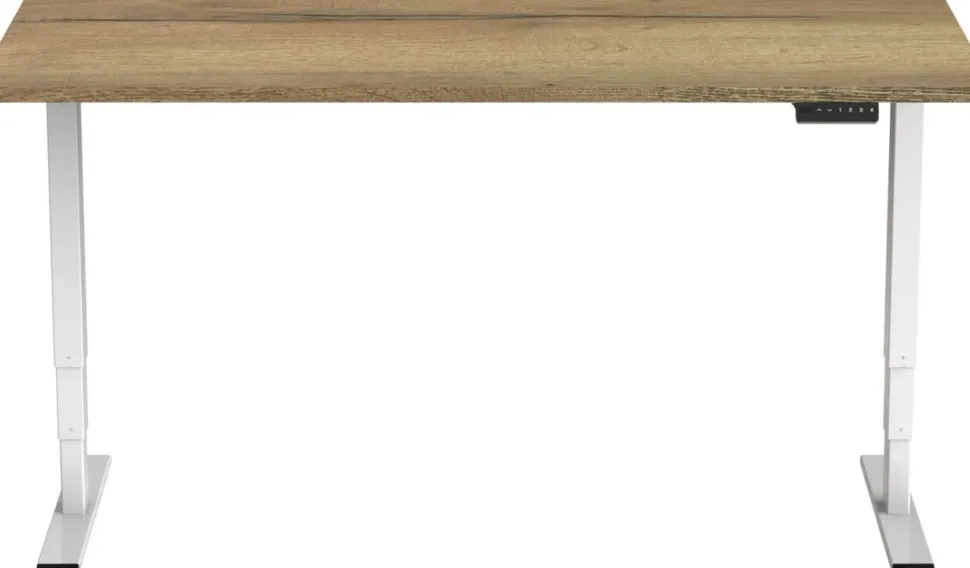 euroseats Economy Zit-sta-bureau Rechthoekig Naturel Eiken T-Voet 1.600 (B) x 800 (D) x 1.275 (H) mm Metaal