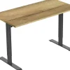 euroseats 1-Motor Zit-sta-bureau Rechthoekig Naturel Eiken T-Voet 1.600 (B) x 800 (D) x 1.235 (H) mm Metaal