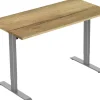 euroseats 1-Motor Zit-sta-bureau Rechthoekig Naturel Eiken T-Voet 1.600 (B) x 800 (D) x 1.235 (H) mm Metaal