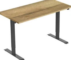 euroseats 1-Motor Zit-sta-bureau Rechthoekig Naturel Eiken T-Voet 1.200 (B) x 800 (D) x 1.235 (H) mm Metaal