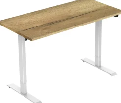 euroseats 1-Motor Zit-sta-bureau Rechthoekig Naturel Eiken T-Voet 1.400 (B) x 800 (D) x 1.235 (H) mm Metaal